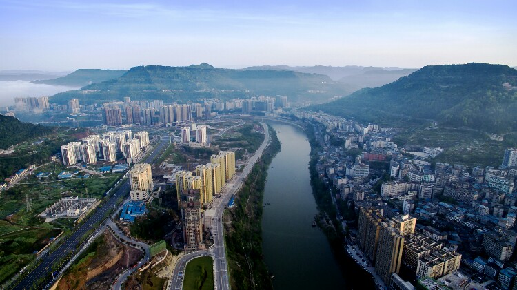 平昌城区航拍图